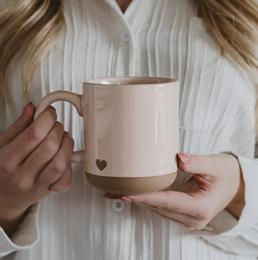 Pink Heart 14oz. Stoneware Coffee Mug