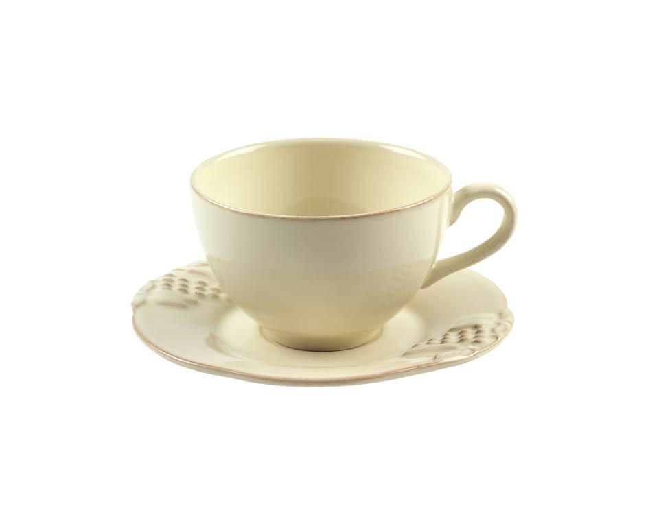 COSTA NOVA - Casafina Madeira Harvest Tea Cup & Saucer 9 oz., Vanilla Crème – Elegant Tea Set