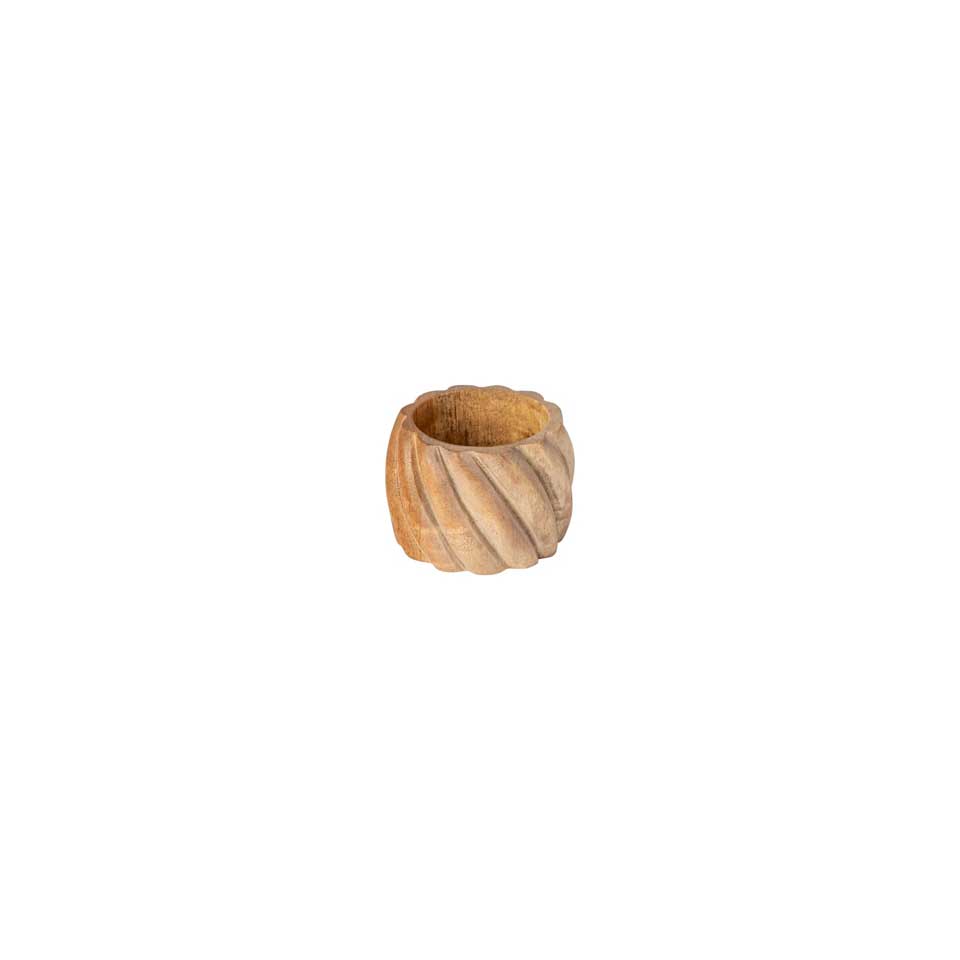 COSTA NOVA – Casafina Set of 4 Round Spiral Napkin Rings, Natural Wood – Stylish Rustic Table Accent