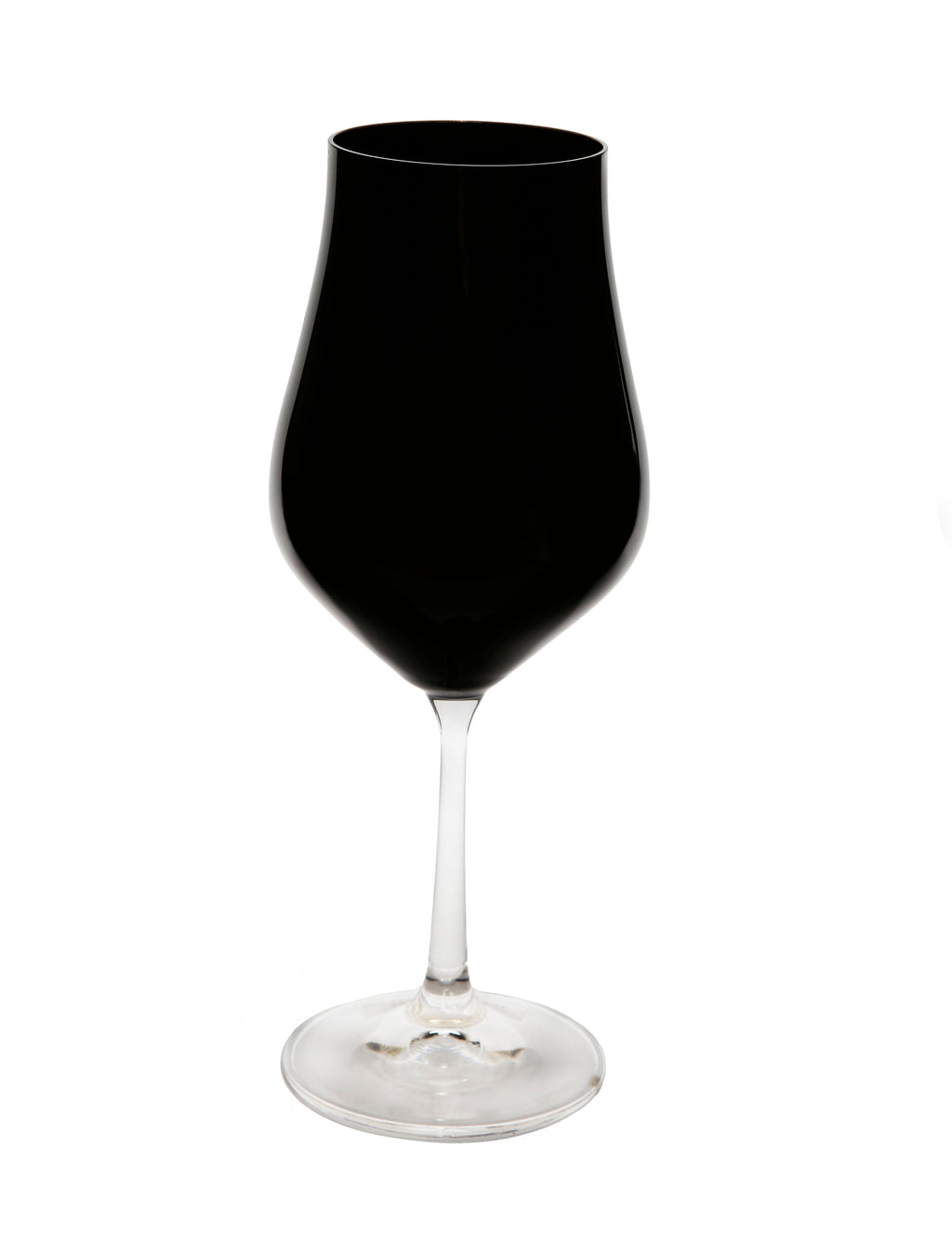 Set of 6 Black Wine Glasses with Clear Stem