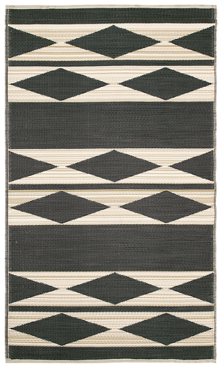 Cairo Natural & Black Geometric Reversible Outdoor Patio Rug