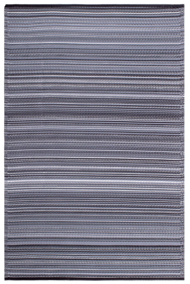 Cancun Midnight Striped Reversible Outdoor Patio Rug