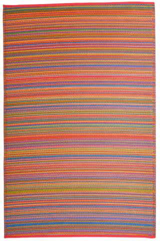 Cancun Multicolor Striped Reversible Outdoor Patio Rug