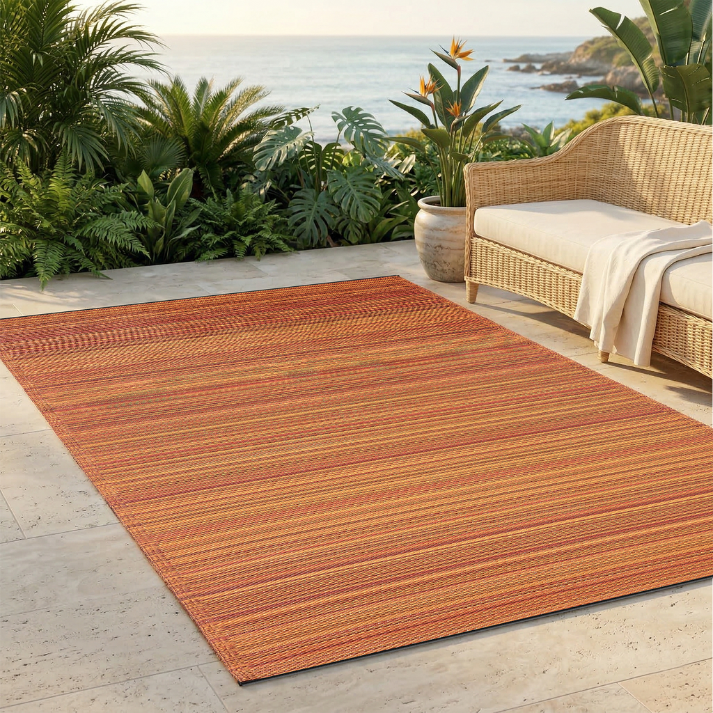 Cancun Striped Reversible Outdoor Patio Rug