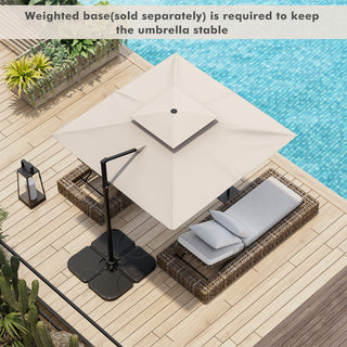 9.5-Foot Cantilever Patio Umbrella with 360° Rotation and Double-Vented Top