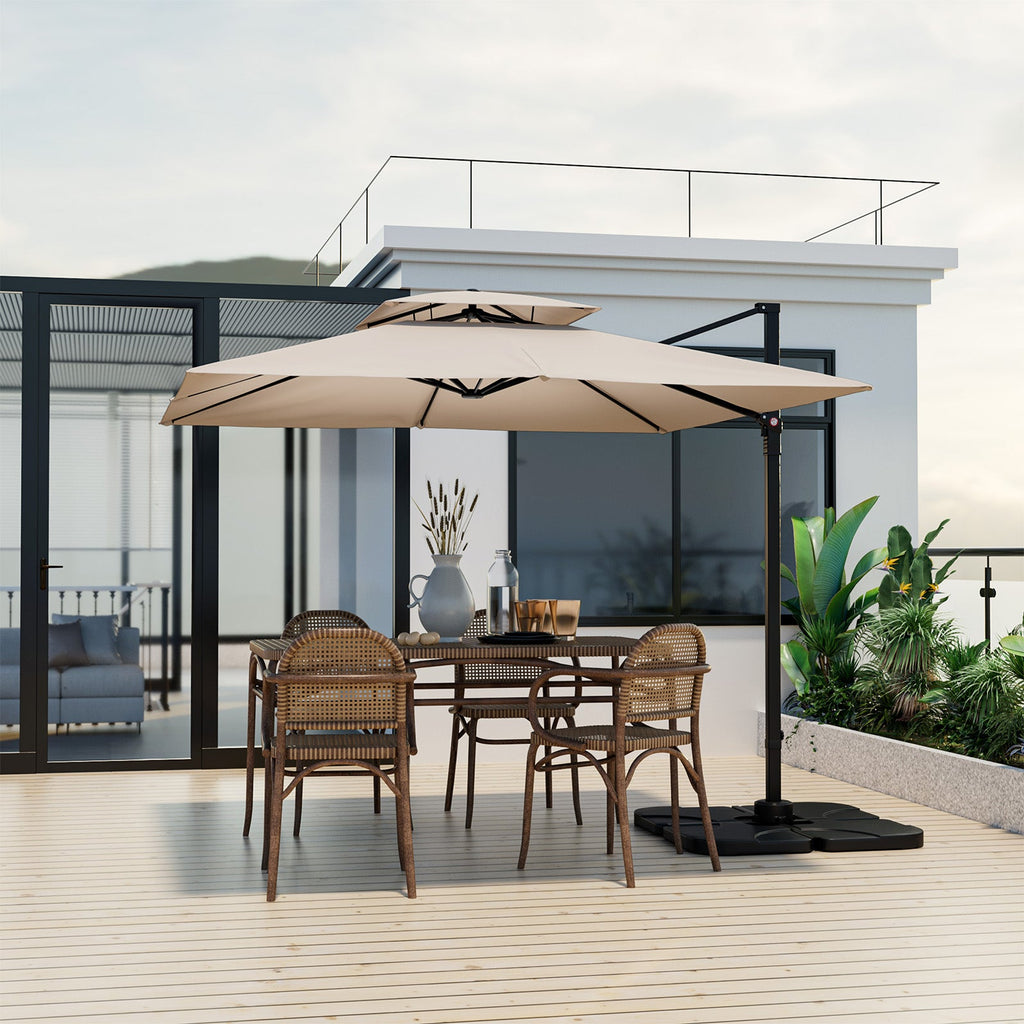9.5-Foot Cantilever Patio Umbrella with 360° Rotation and Double-Vented Top