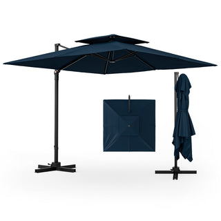 9.5-Foot Cantilever Patio Umbrella with 360° Rotation and Double-Vented Top