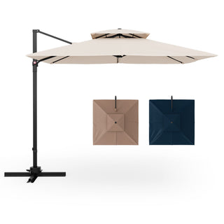 9.5-Foot Cantilever Patio Umbrella with 360° Rotation and Double-Vented Top