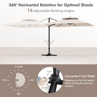 9.5-Foot Cantilever Patio Umbrella with 360° Rotation and Double-Vented Top