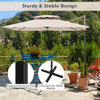 9.5-Foot Cantilever Patio Umbrella with 360° Rotation and Double-Vented Top