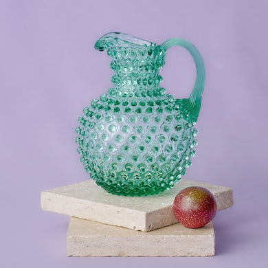 Hobnail Glass Jug in Capri Sea – 2 Liter