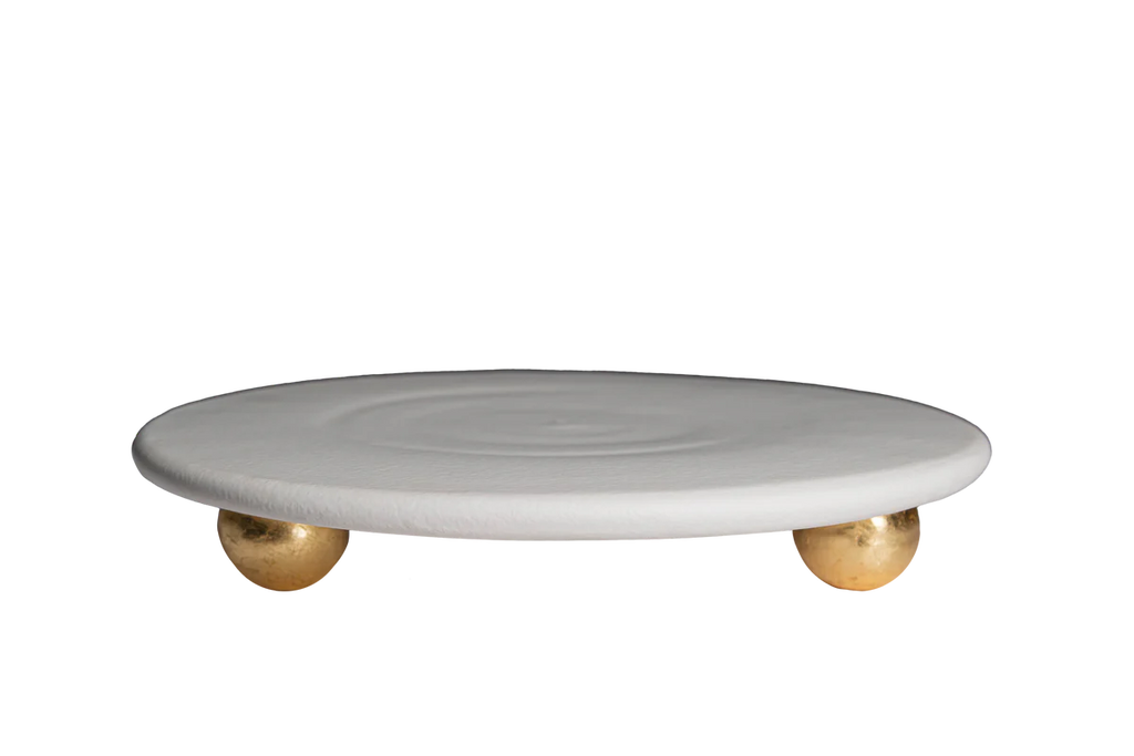 Catalina Footed Cheese & Cake Plate, Matte White – Handmade Italian Ceramic Serving Plate