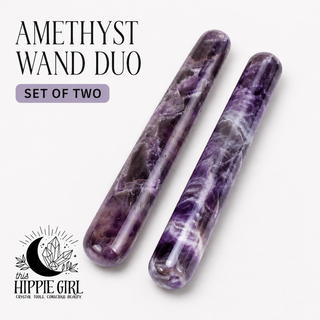 Amethyst Massage Wand Duo – Set of 2 Crystal Face & Body Massage Tools