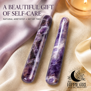 Amethyst Massage Wand Duo – Set of 2 Crystal Face & Body Massage Tools