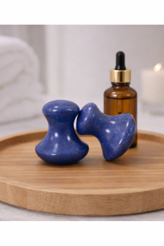 Blue Aventurine Gua Sha Mushroom Set – Facial Sculpting & Body Massage Tools