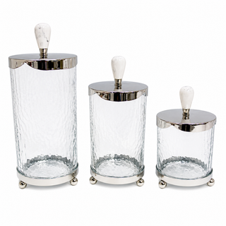 Glass Canister with Metal Lid and Marble Knob (3 Sizes)