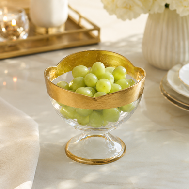 Elegant Gold Flower-Shaped Pedestal Bowl