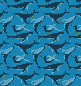 Large Reusable Cloth Furoshiki Gift Wrap | Whales & Waves