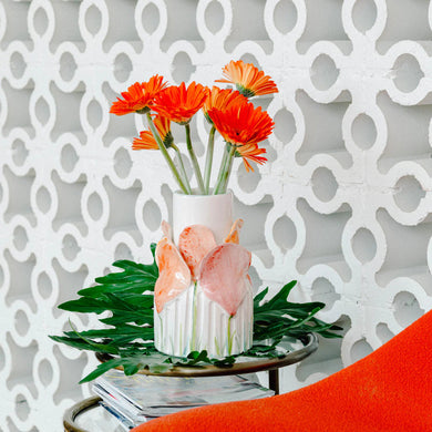 Colorful Flower Vase with Vibrant Petals – Handmade Italian Ceramic