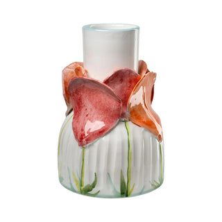 Colorful Flower Vase with Vibrant Petals – Handmade Italian Ceramic