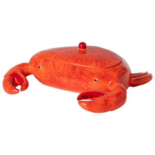 Costa Nova Summer Bliss Crab Faience Centerpiece & Storage Jar – Crab Orange Fine Stoneware