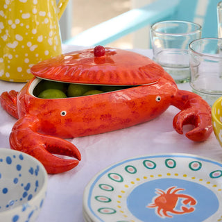Costa Nova Summer Bliss Crab Faience Centerpiece & Storage Jar – Crab Orange Fine Stoneware