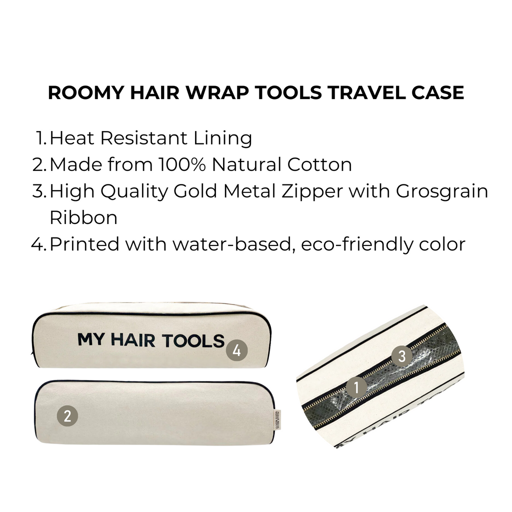 Roomy Hair Wrap Tools Travel Case – Cream