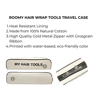 Roomy Hair Wrap Tools Travel Case – Cream