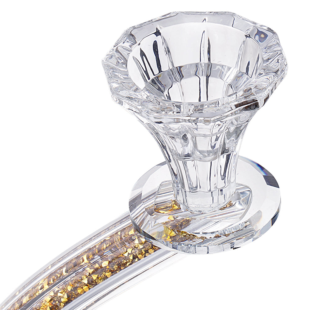 Crystal Candelabra Round Design with 7 Arms and Inner Gemstones