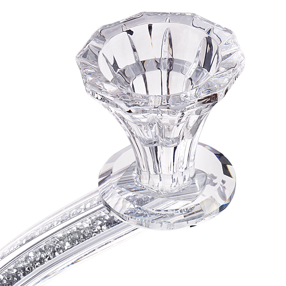 Crystal Candelabra Round Design with 7 Arms and Inner Gemstones
