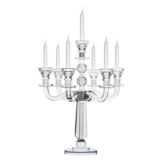 Crystal Candelabra with 7 Arms and Round Crystals in Center Stem