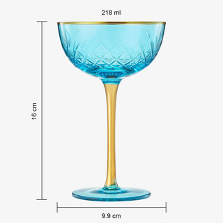 Bellissimo Crystal Champagne Coupe Glasses Set of 2 – Luxury Cocktail Glassware for Home Bar