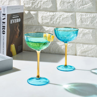 Bellissimo Crystal Champagne Coupe Glasses Set of 2 – Luxury Cocktail Glassware for Home Bar