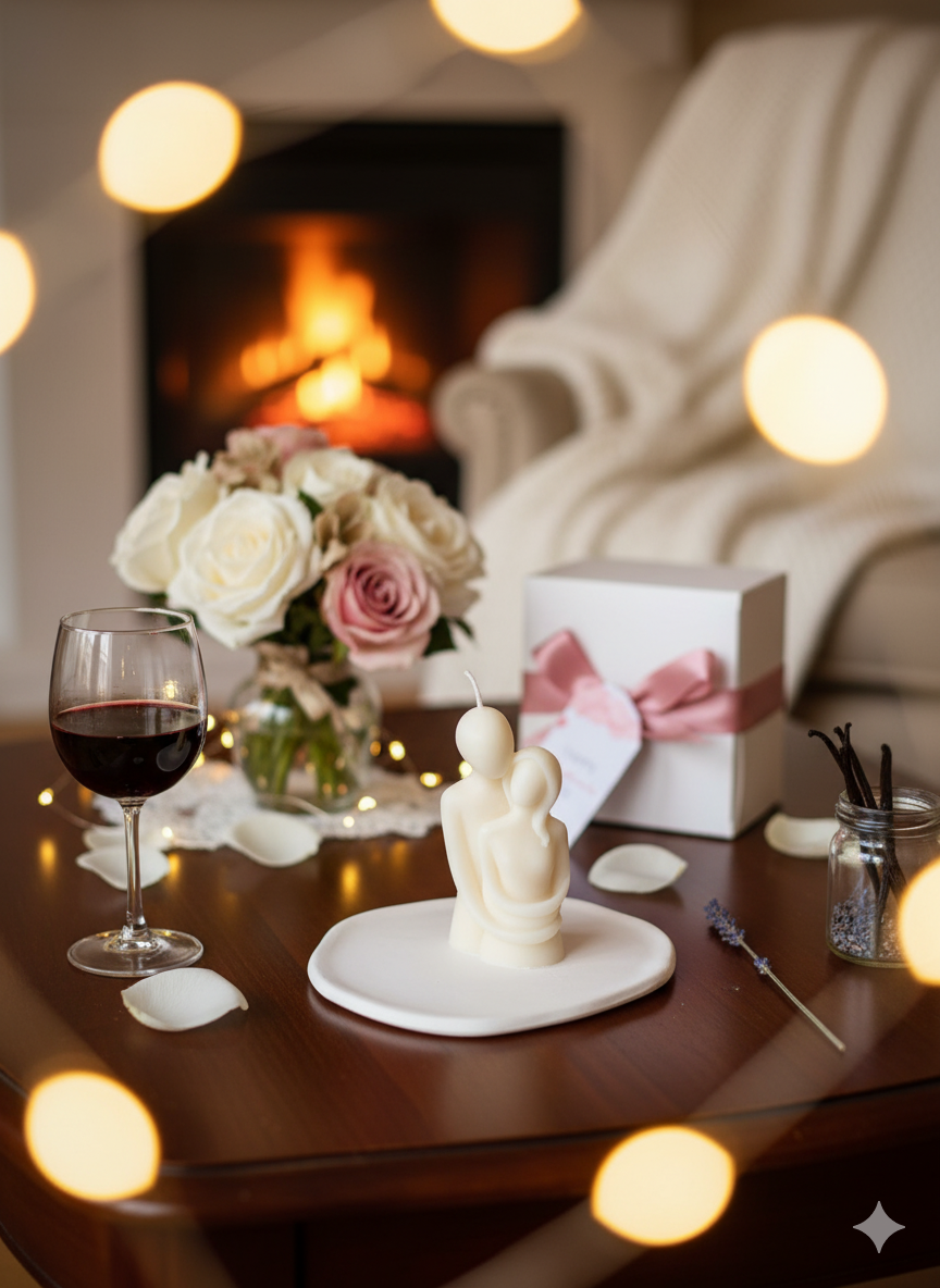 Cuddling Couple Handmade Scented Candle for Cozy Moments