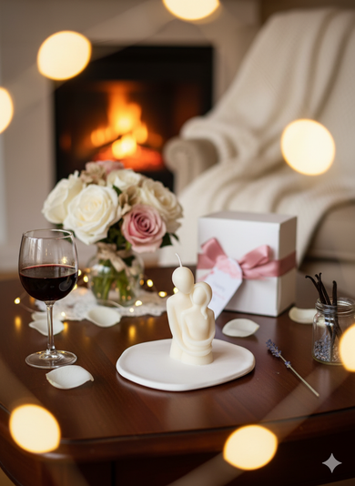 Cuddling Couple Handmade Scented Candle for Cozy Moments