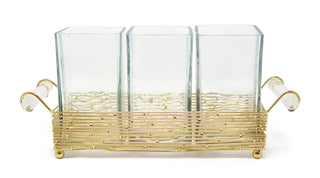 Cutlery Holder with Gold Stand and Cylinder Handle | Elegant Table Organizer