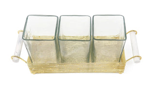 Cutlery Holder with Gold Stand and Cylinder Handle | Elegant Table Organizer