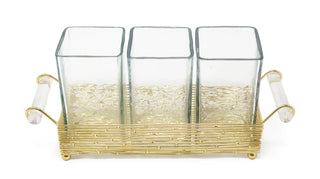 Cutlery Holder with Gold Stand and Cylinder Handle | Elegant Table Organizer