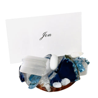 Azure Walnut & Natural Stone Place Card Holder
