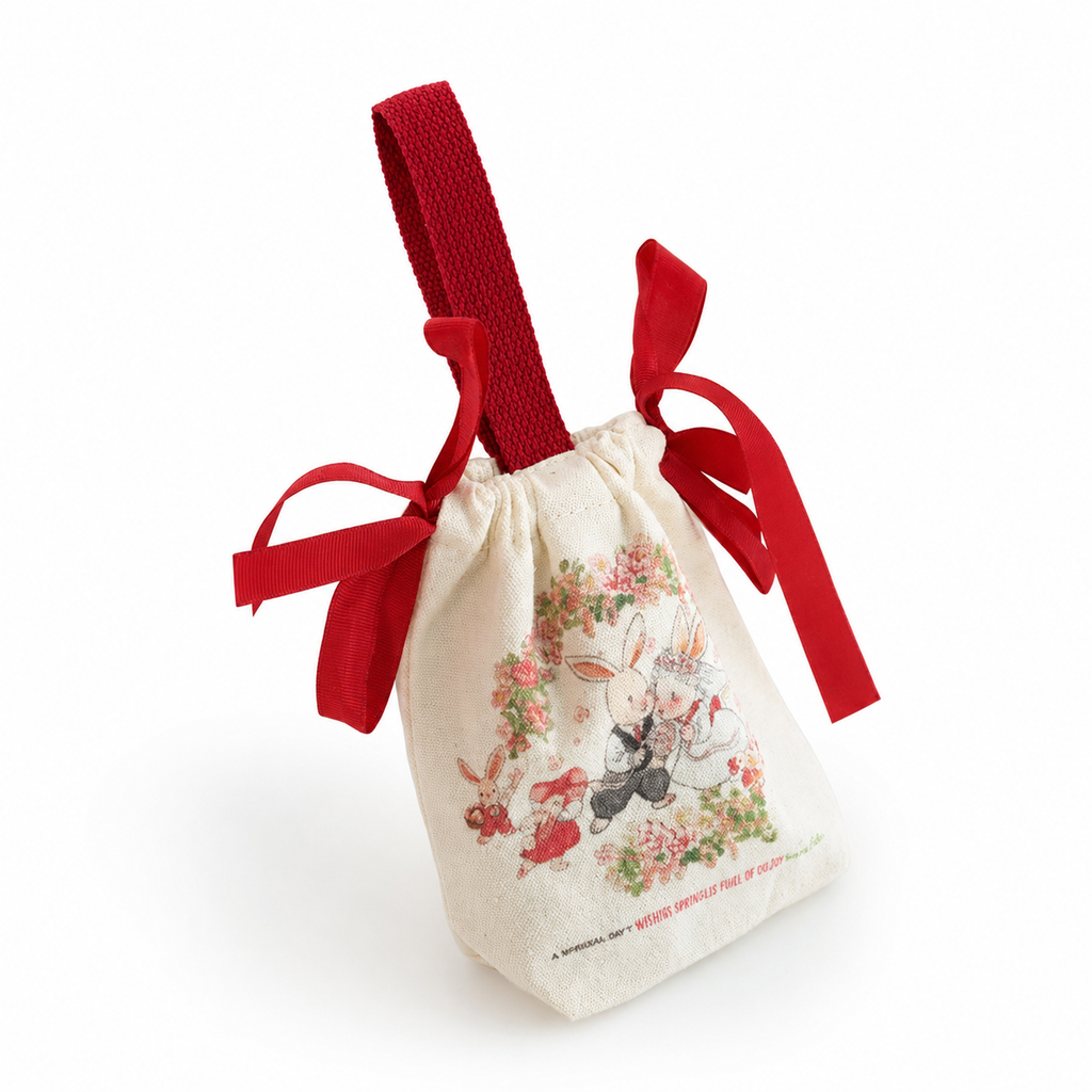 Bunny Lulu Rex Fur Key Chain Gift Set with Vintage Tin or Drawstring Bag