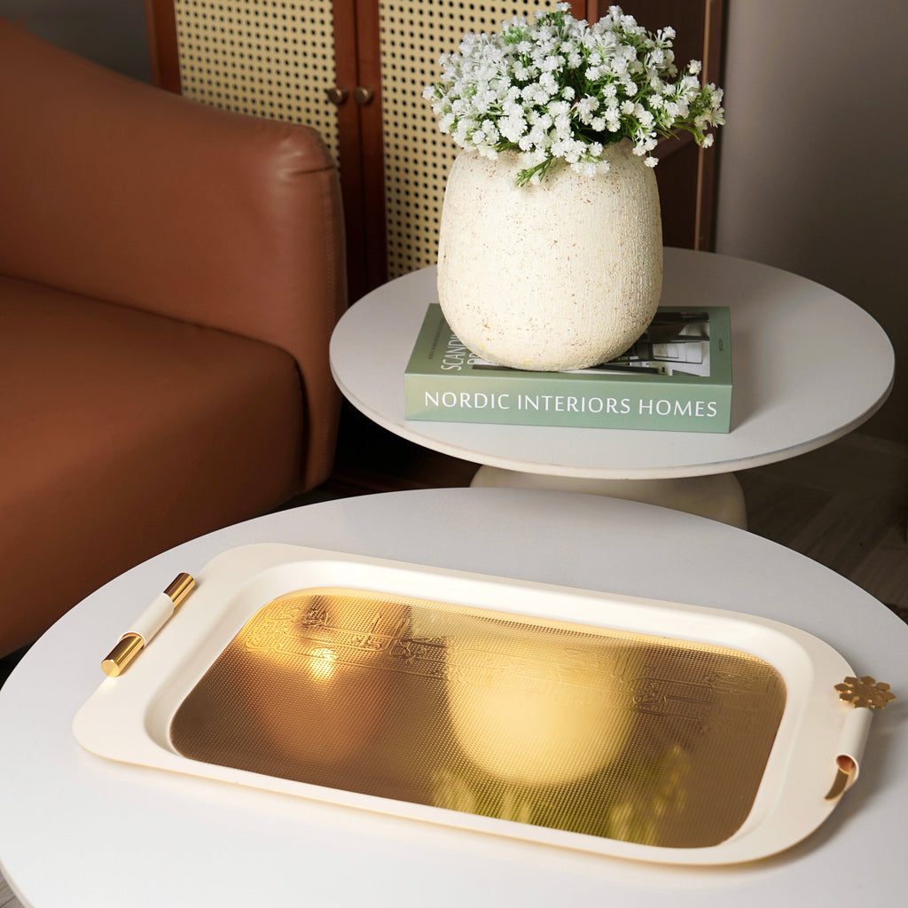 Mirral - Serving Tray - White & Gold