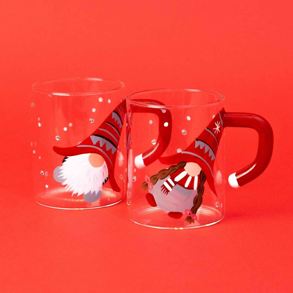 3D Christmas Gnome Glass Coffee Mug
