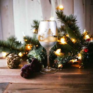 Gold & Silver Winter Deer Wine Glasses – Set of 2