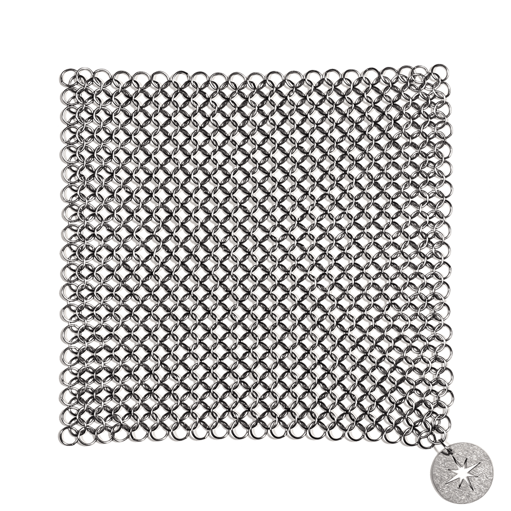 American-Made Stainless Steel Chain Mail Cast Iron Scrubber