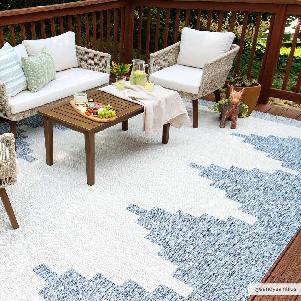 Djugun Blue Outdoor Rug – Durable Weather-Resistant Patio Carpet