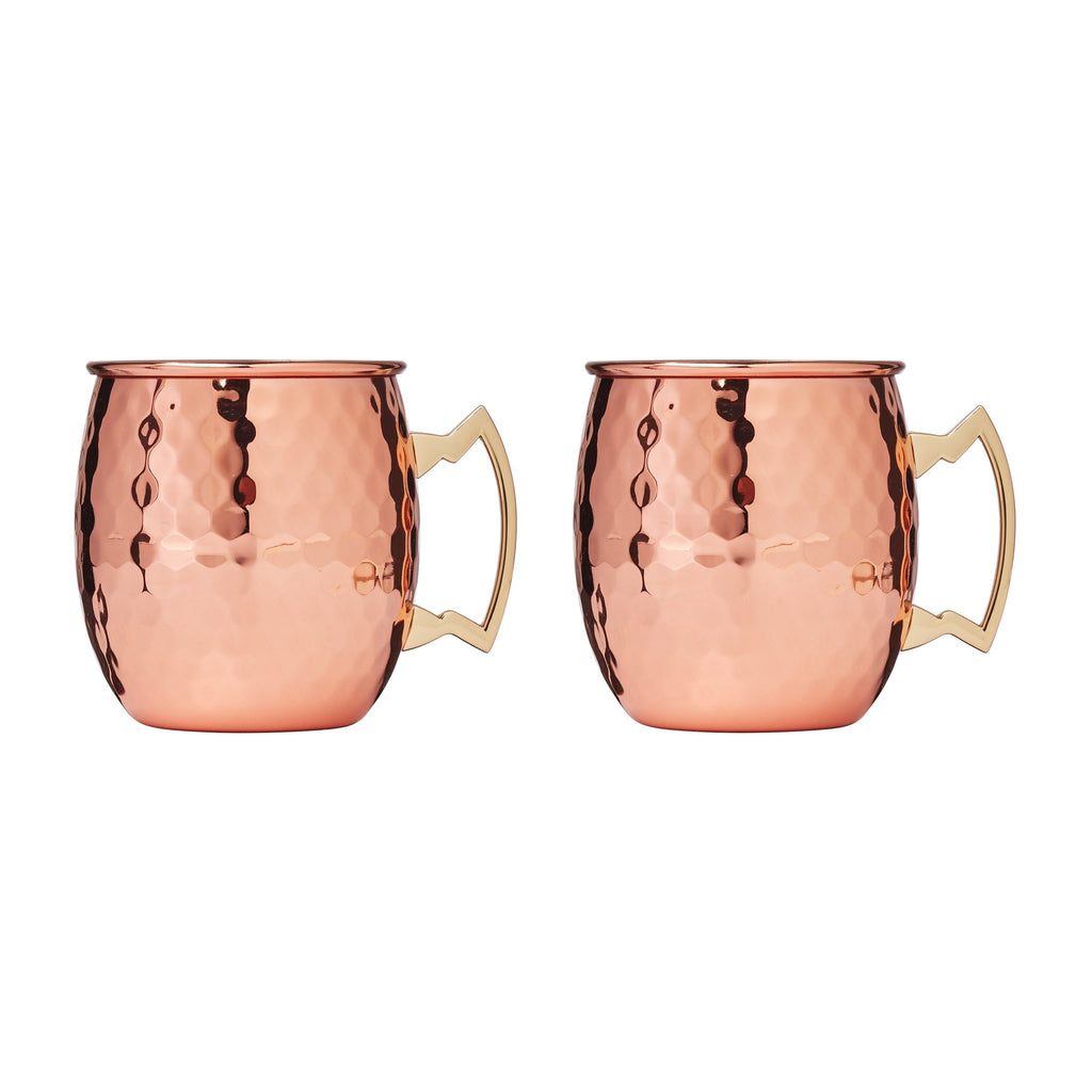 Cambridge Faceted Copper Moscow Mule Mugs - Set Of 2, stainless steel