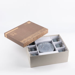 Jiwar Cappuccino Set 12-Pc Haze Blue & Silver | Elegant Coffee Serveware