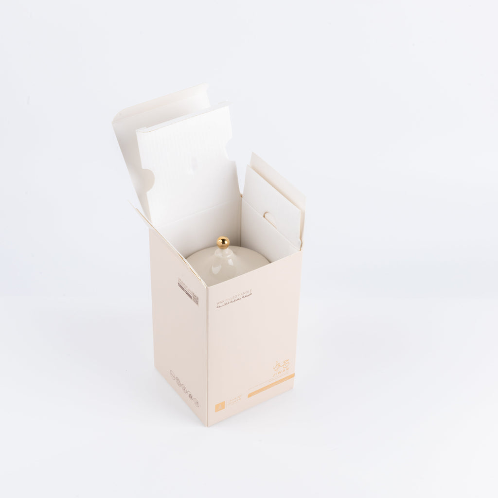 Jiwar - Medium Candle| Golden Amber - Beige & Gold