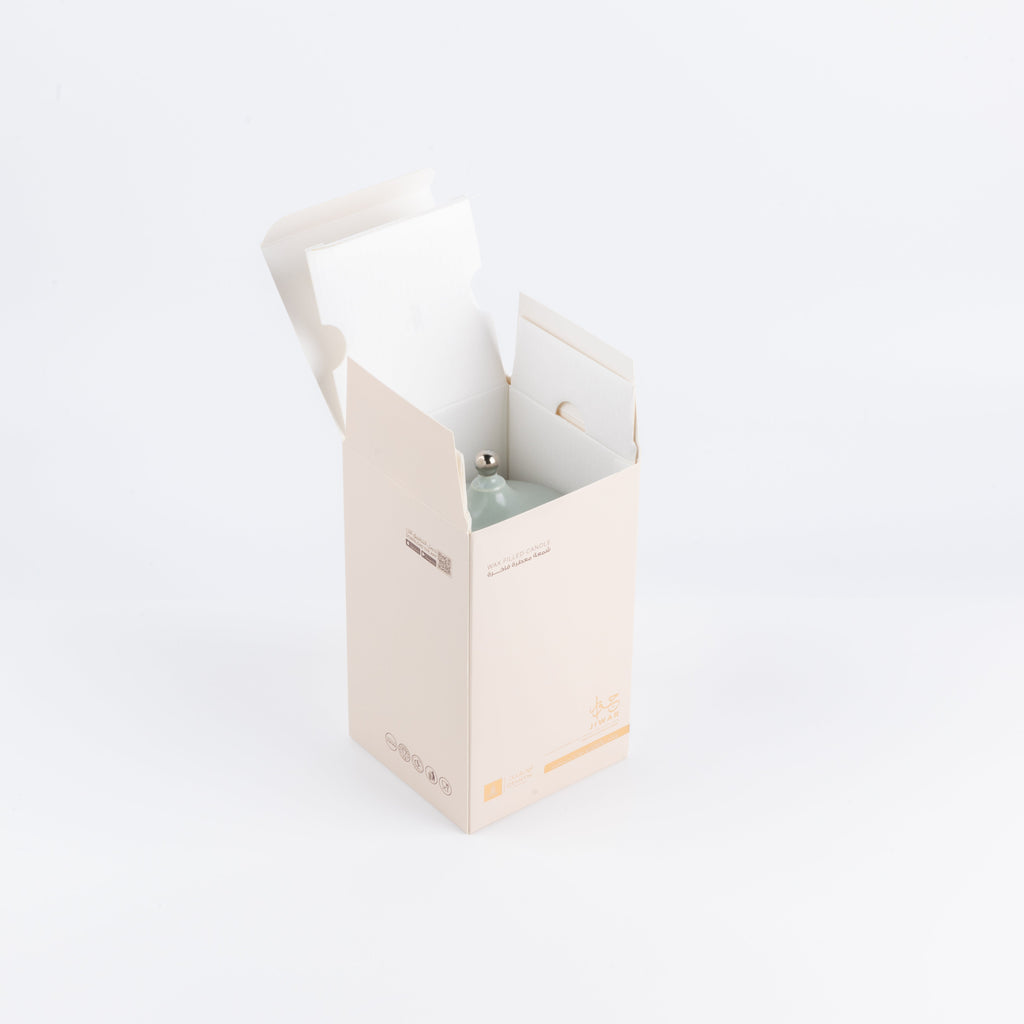 Jiwar Medium Candle Sea Rose – Mint Green & Silver | Elegant Home Décor