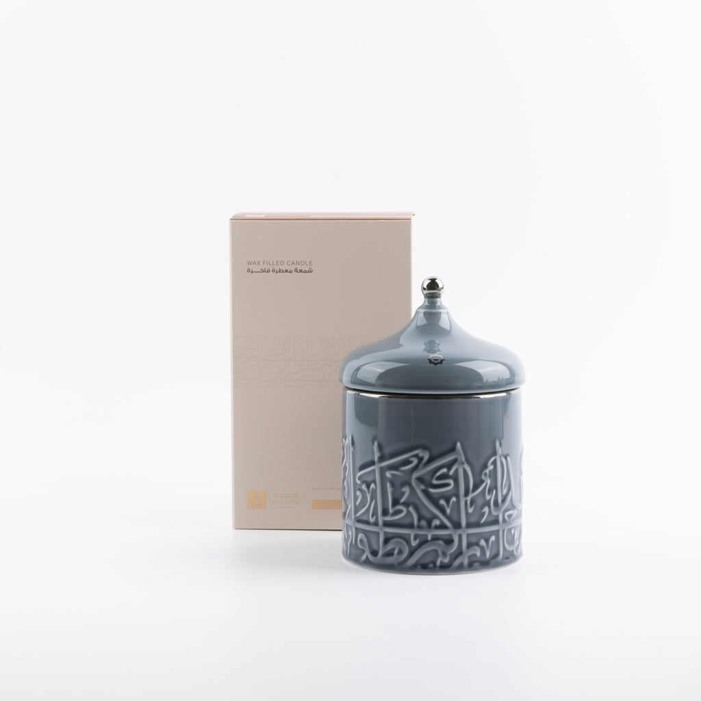 Jiwar - Large Candle| Minty Wood - Haze Blue & Silver
